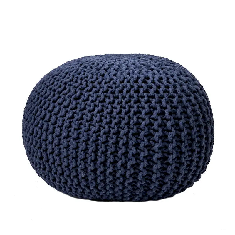 Round Knit Filled Ottoman Pouf