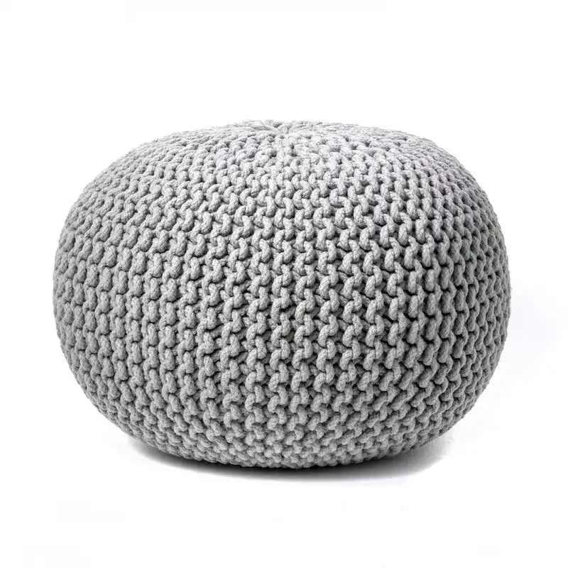 Round Knit Filled Ottoman Pouf