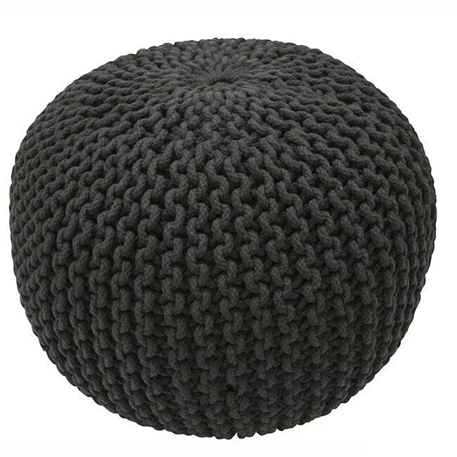 Round Knit Filled Ottoman Pouf
