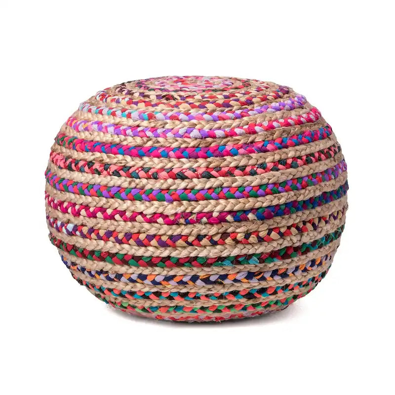 Round Knit Filled Ottoman Pouf