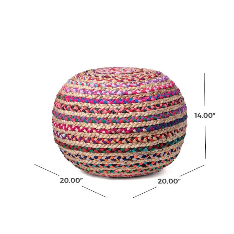 Round Knit Filled Ottoman Pouf