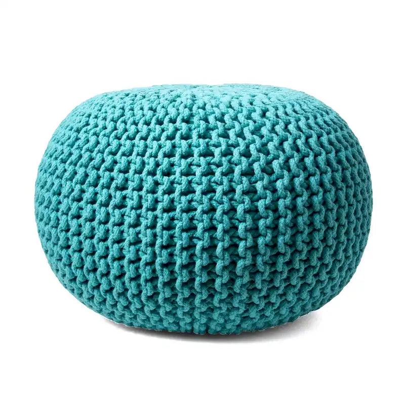 Round Knit Filled Ottoman Pouf