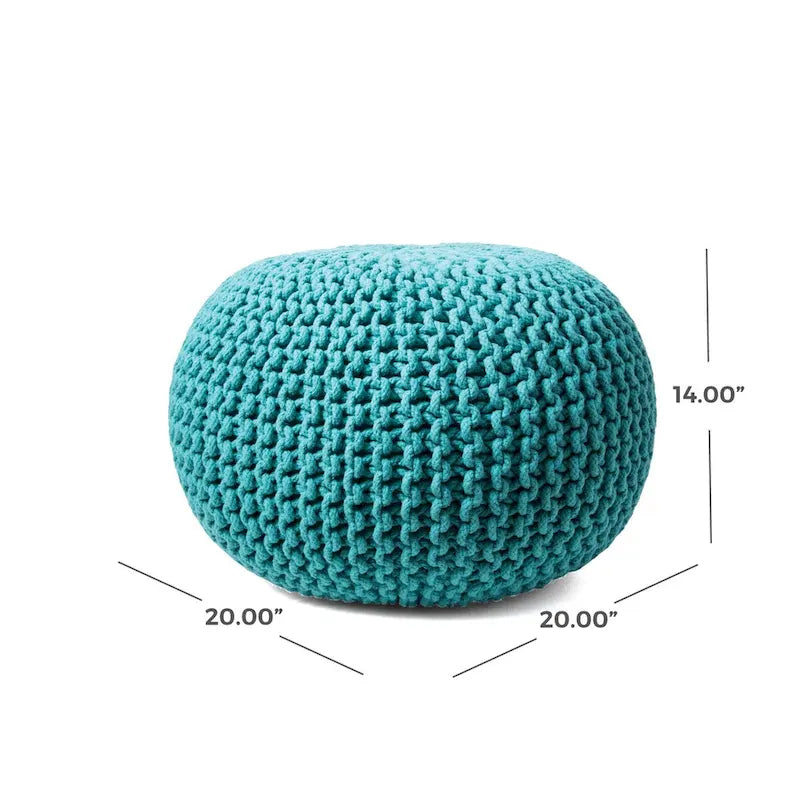 Round Knit Filled Ottoman Pouf