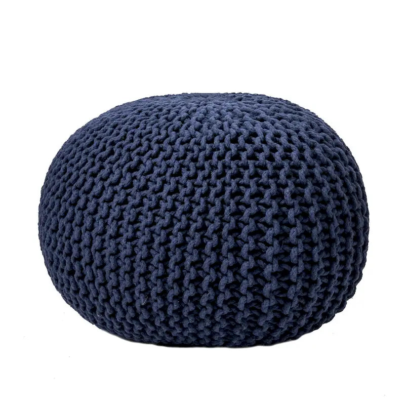 Round Knit Filled Ottoman Pouf
