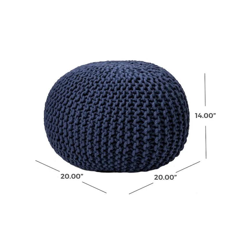 Round Knit Filled Ottoman Pouf