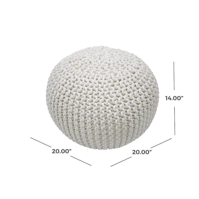 Round Knit Filled Ottoman Pouf
