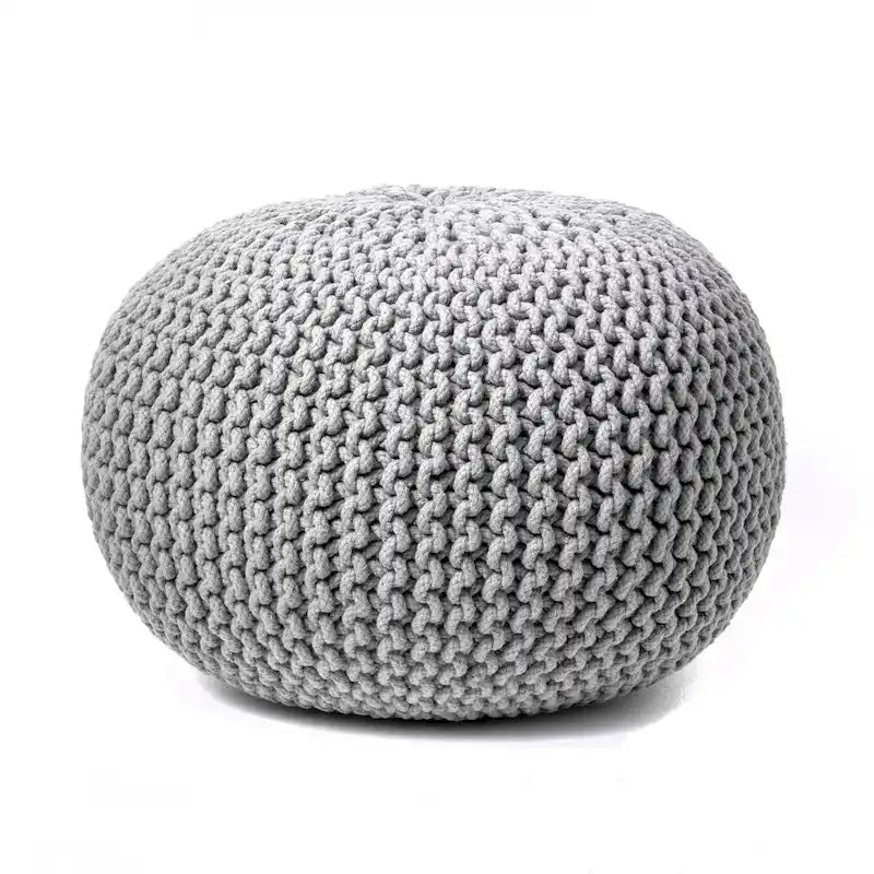 Round Knit Filled Ottoman Pouf