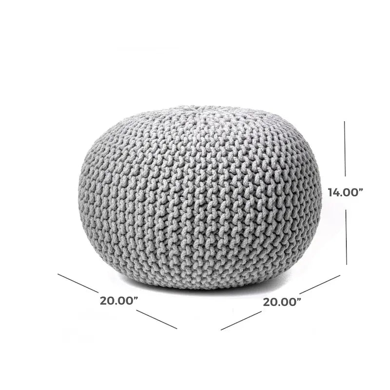 Round Knit Filled Ottoman Pouf