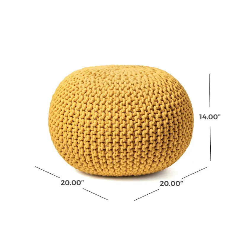 Round Knit Filled Ottoman Pouf