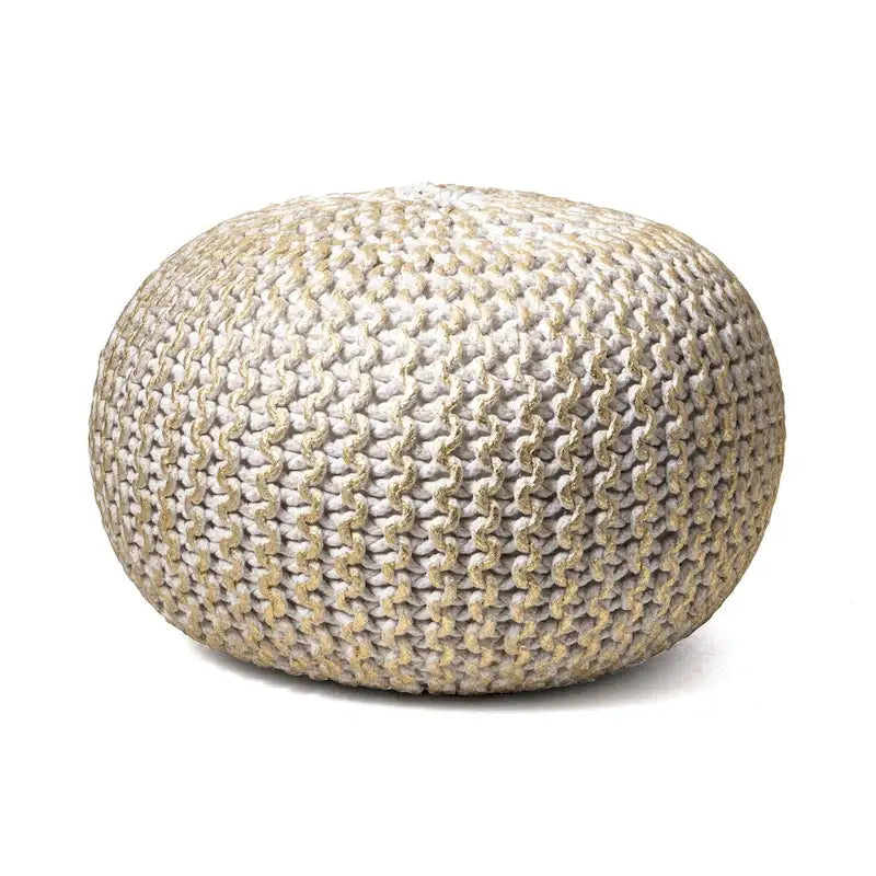 Round Knit Filled Ottoman Pouf