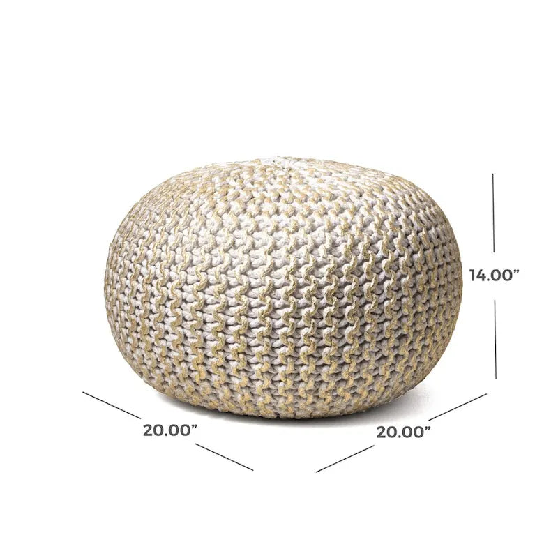 Round Knit Filled Ottoman Pouf