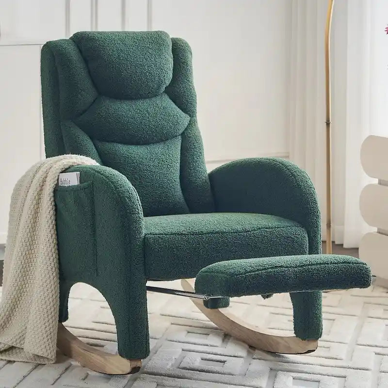 Fabric Nursery Rocking Chair With Adjustable Footrest