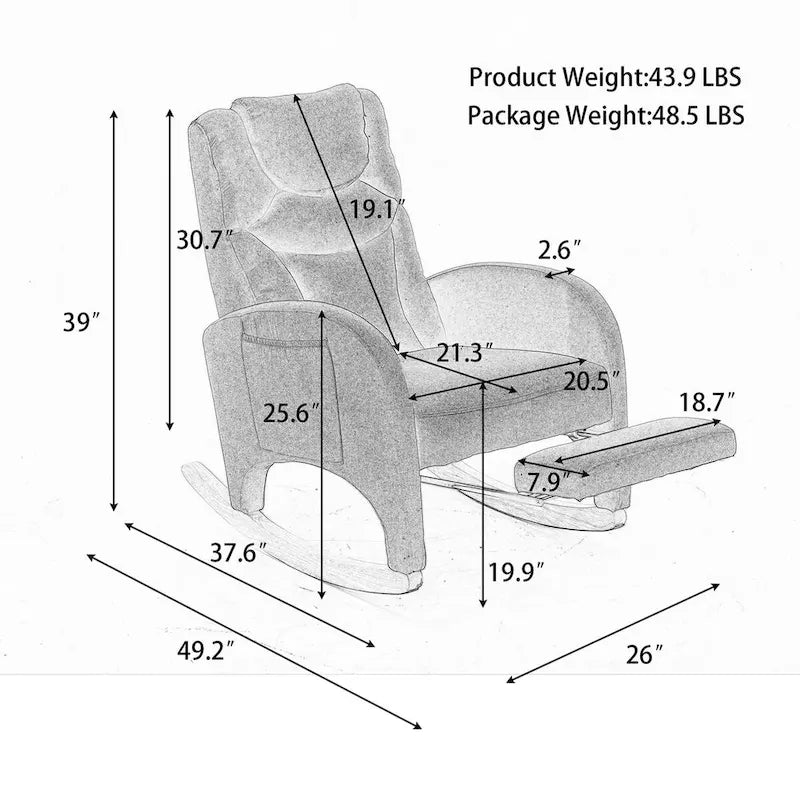 Fabric Nursery Rocking Chair With Adjustable Footrest