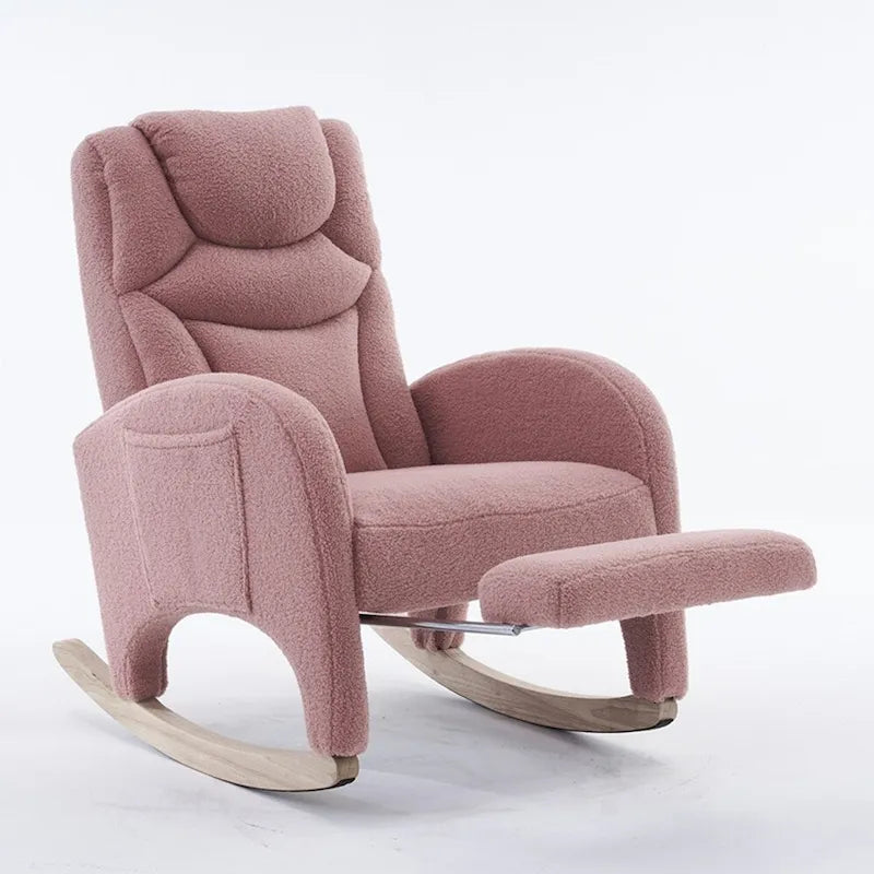 Fabric Nursery Rocking Chair With Adjustable Footrest