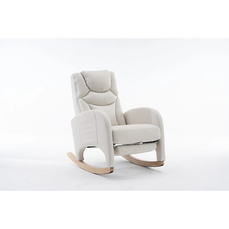 Fabric Nursery Rocking Chair With Adjustable Footrest