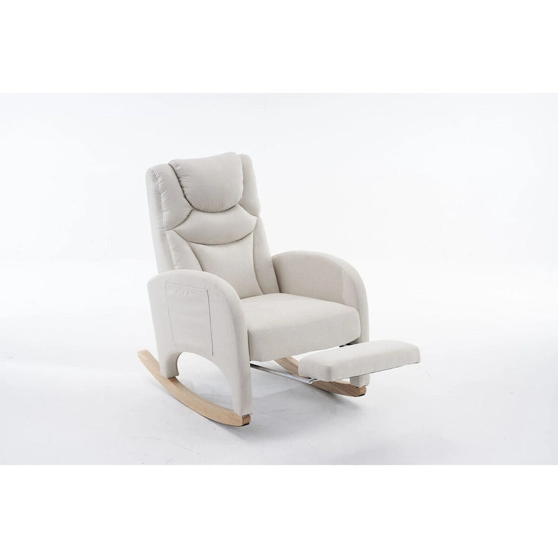 Fabric Nursery Rocking Chair With Adjustable Footrest