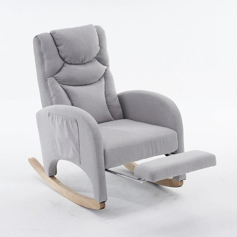 Fabric Nursery Rocking Chair With Adjustable Footrest