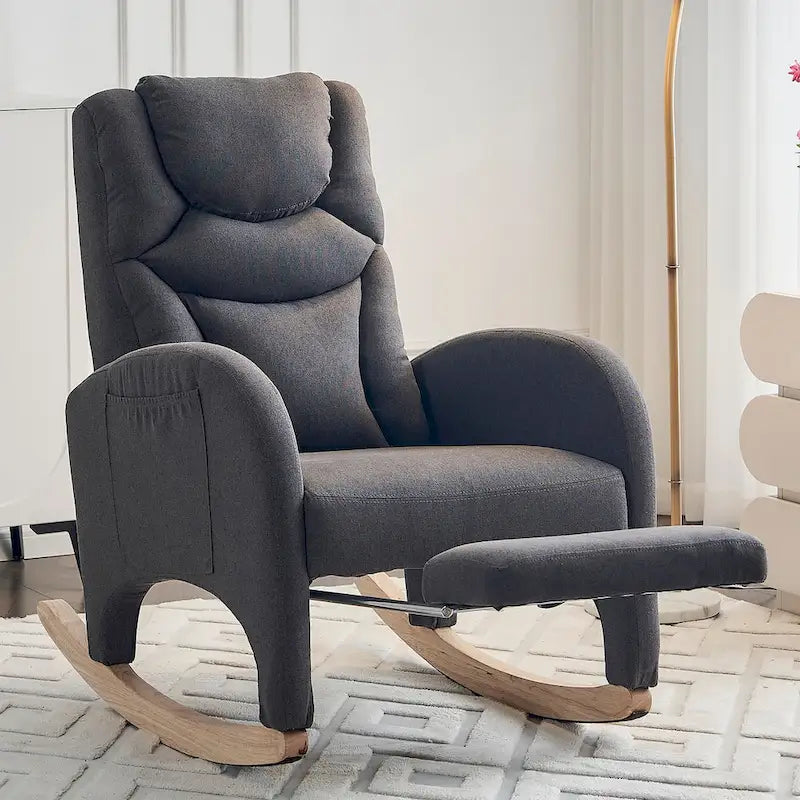 Fabric Nursery Rocking Chair With Adjustable Footrest