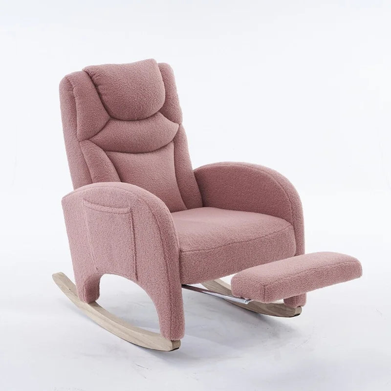 Fabric Nursery Rocking Chair With Adjustable Footrest