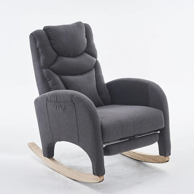 Fabric Nursery Rocking Chair With Adjustable Footrest