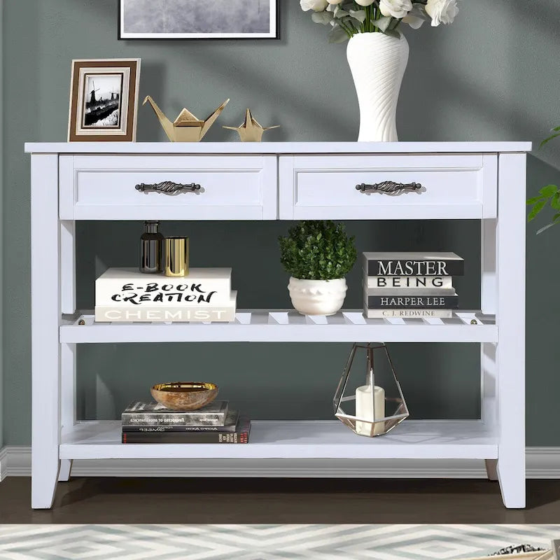 Solid Wood 3-drawer Sofa Console Table
