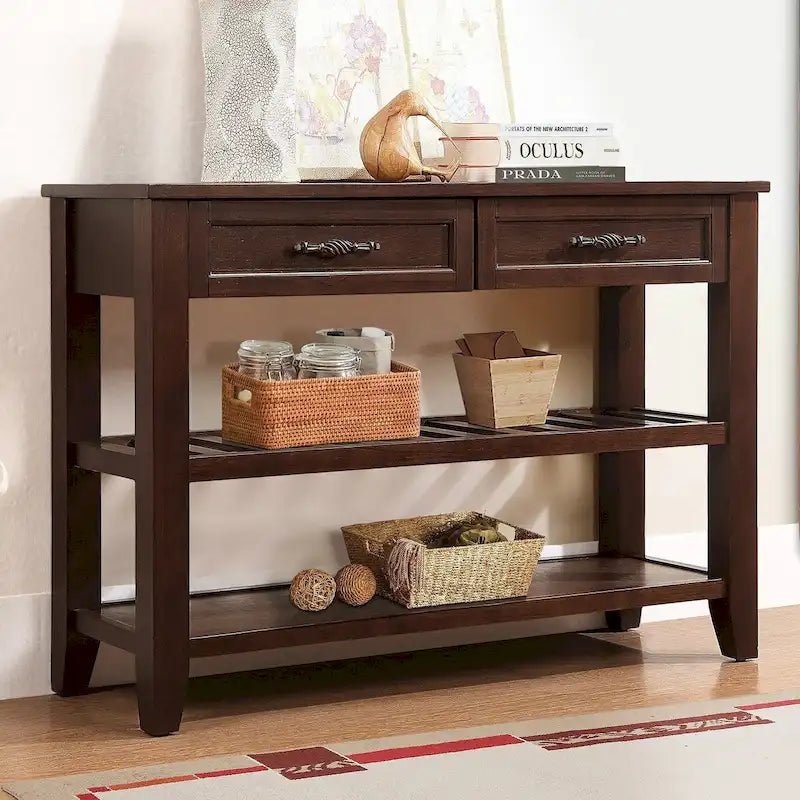 Solid Wood 3-drawer Sofa Console Table