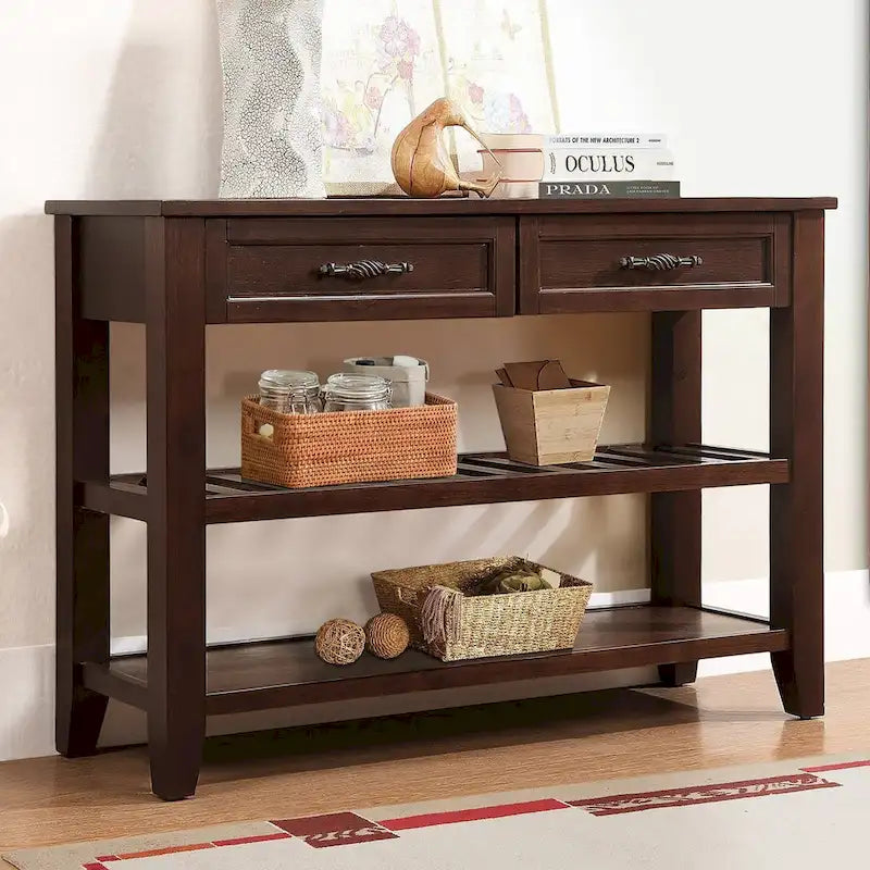 Furniture of Antique Solid Wood 3-drawer Sofa Console Table