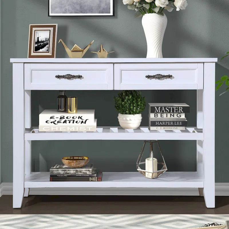 Solid Wood 3-drawer Sofa Console Table