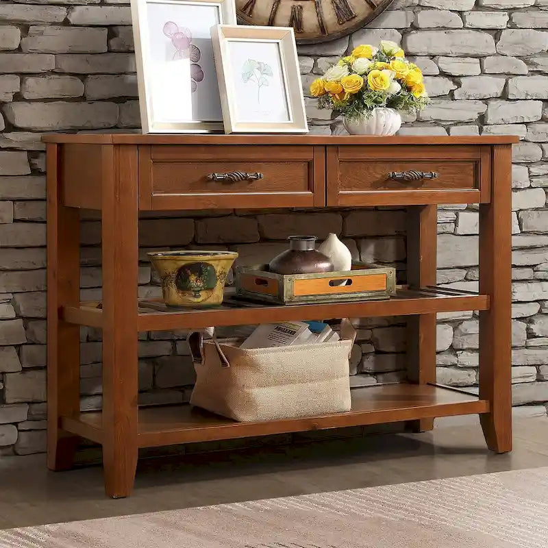 Solid Wood 3-drawer Sofa Console Table