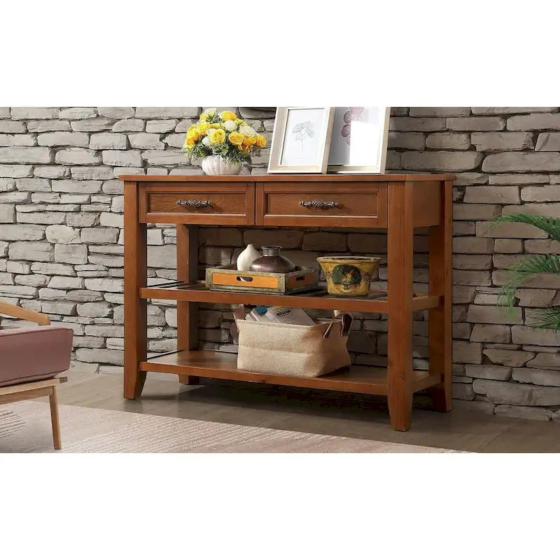 Solid Wood 3-drawer Sofa Console Table