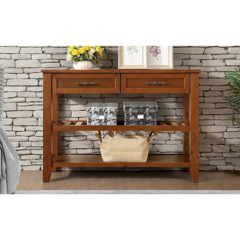 Solid Wood 3-drawer Sofa Console Table
