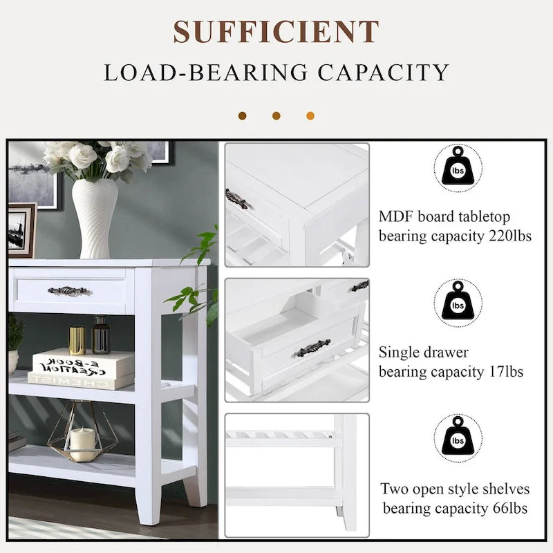 Solid Wood 3-drawer Sofa Console Table