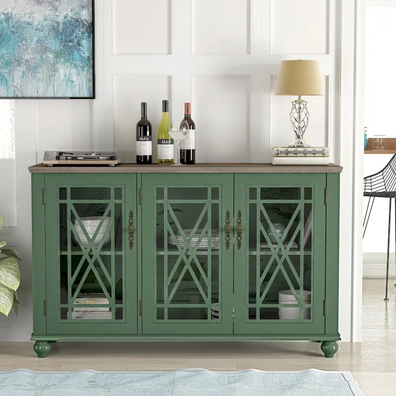 55 Vintage Style Kitchen Accent Buffet Sideboard Cabinet - 55 in Width