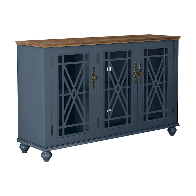 55 Vintage Style Kitchen Accent Buffet Sideboard Cabinet - 55 in Width