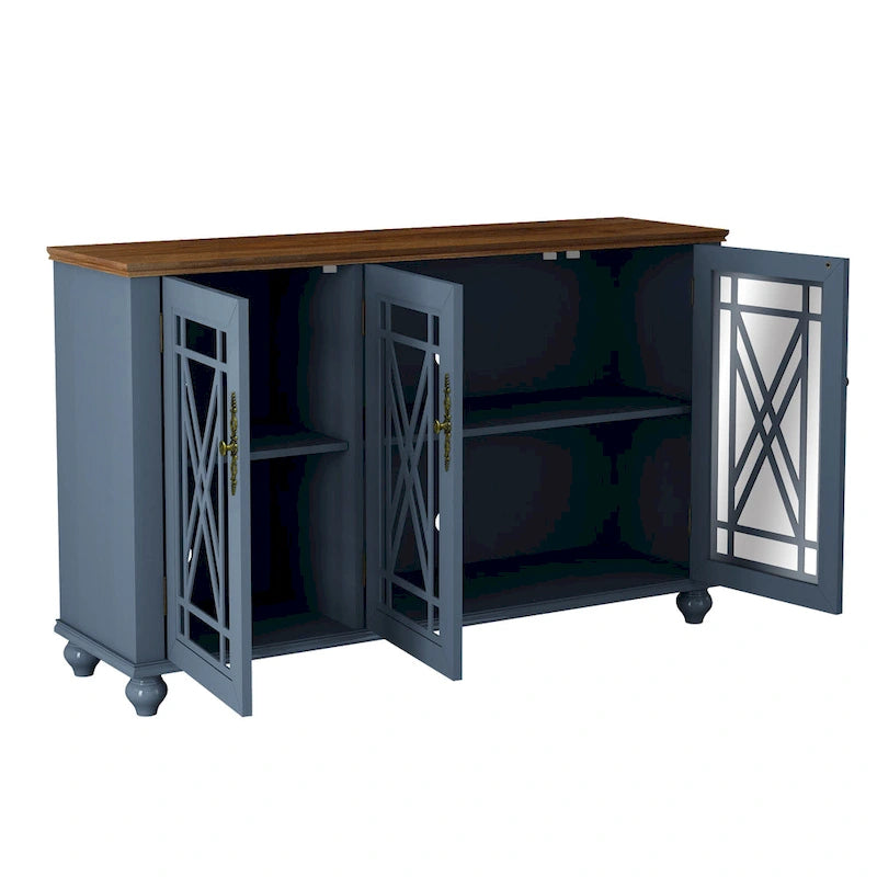 55 Vintage Style Kitchen Accent Buffet Sideboard Cabinet - 55 in Width