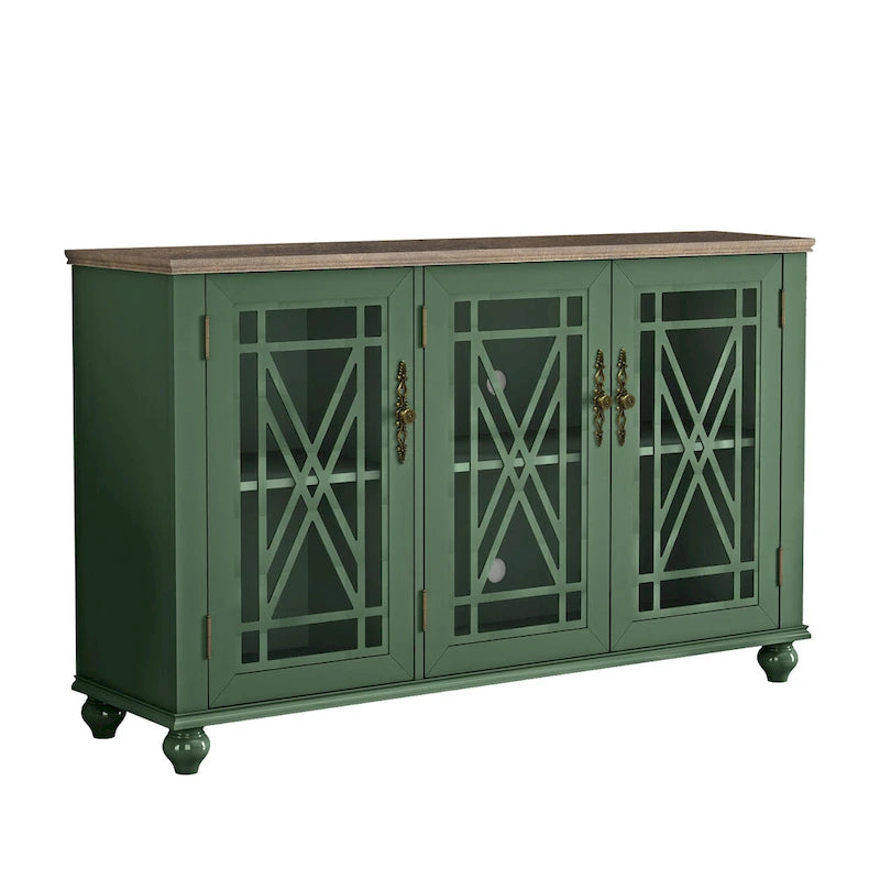 55 Vintage Style Kitchen Accent Buffet Sideboard Cabinet - 55 in Width