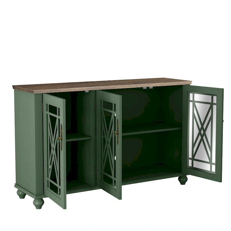 55 Vintage Style Kitchen Accent Buffet Sideboard Cabinet - 55 in Width