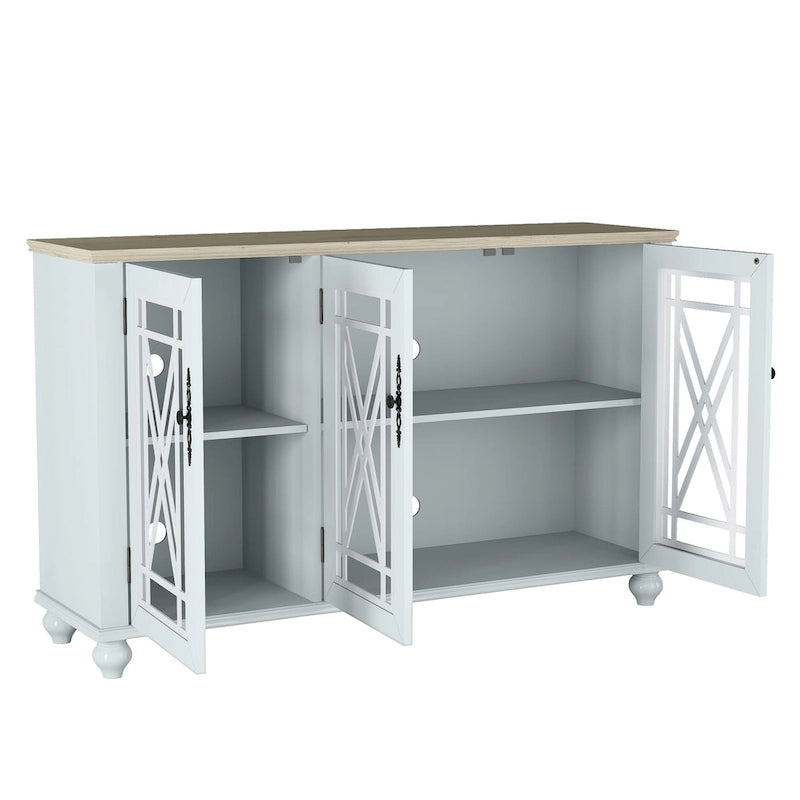 55 Vintage Style Kitchen Accent Buffet Sideboard Cabinet - 55 in Width