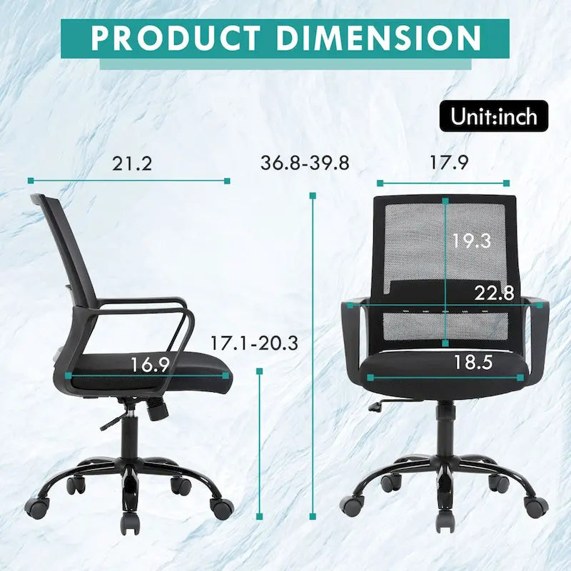 Modern Adjustable Height Ergonomic Swivel Office Chair with Lumbar Support