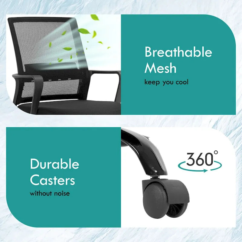 Modern Adjustable Height Ergonomic Swivel Office Chair with Lumbar Support