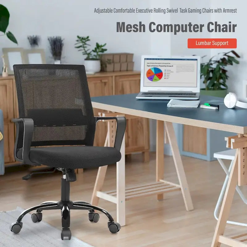 Modern Adjustable Height Ergonomic Swivel Office Chair with Lumbar Support