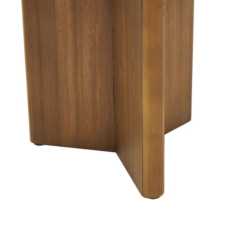 Wood Pedestal Side End Accent Table - Set of 2 Black or Brown