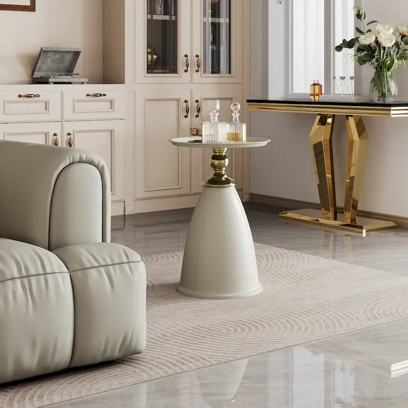 Luxury Design Iron End Table, Minimalist Round Side Table for Small Space