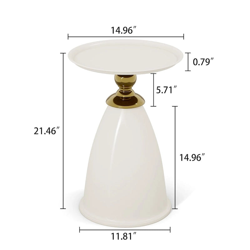 Luxury Design Iron End Table, Minimalist Round Side Table for Small Space